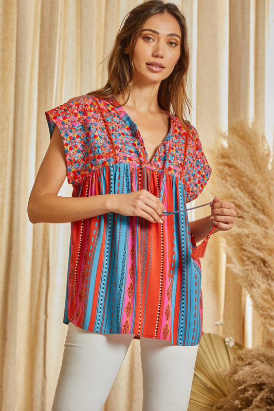 Striped babydoll Top