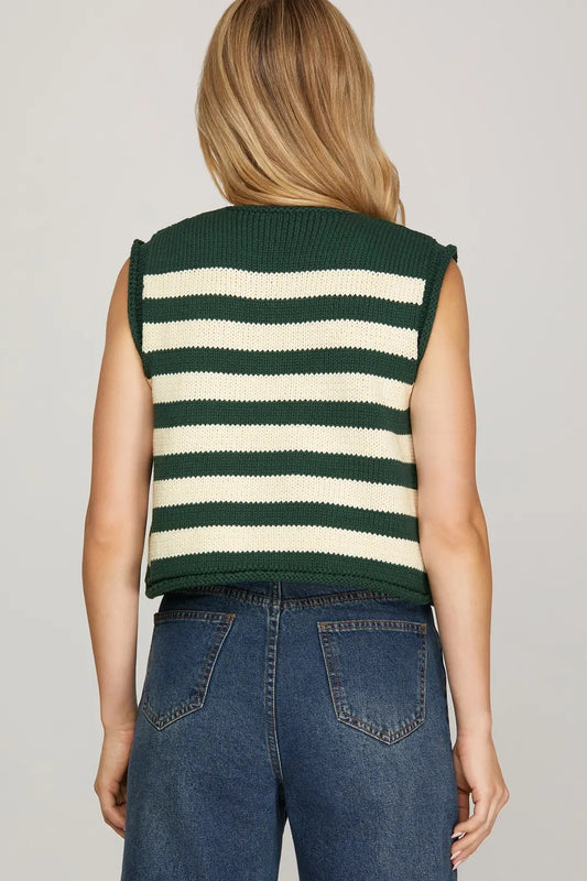 SLEEVELESS STRIPED SWEATER VEST