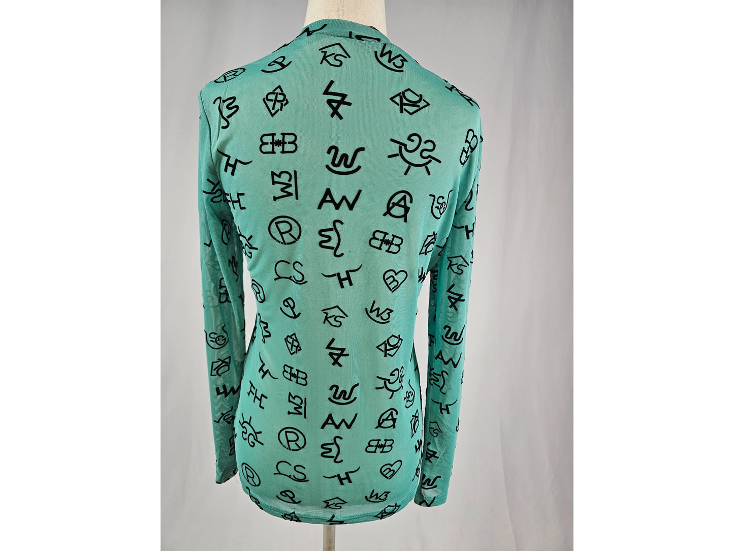 Branded 3D Print Mesh Top - Turquoise