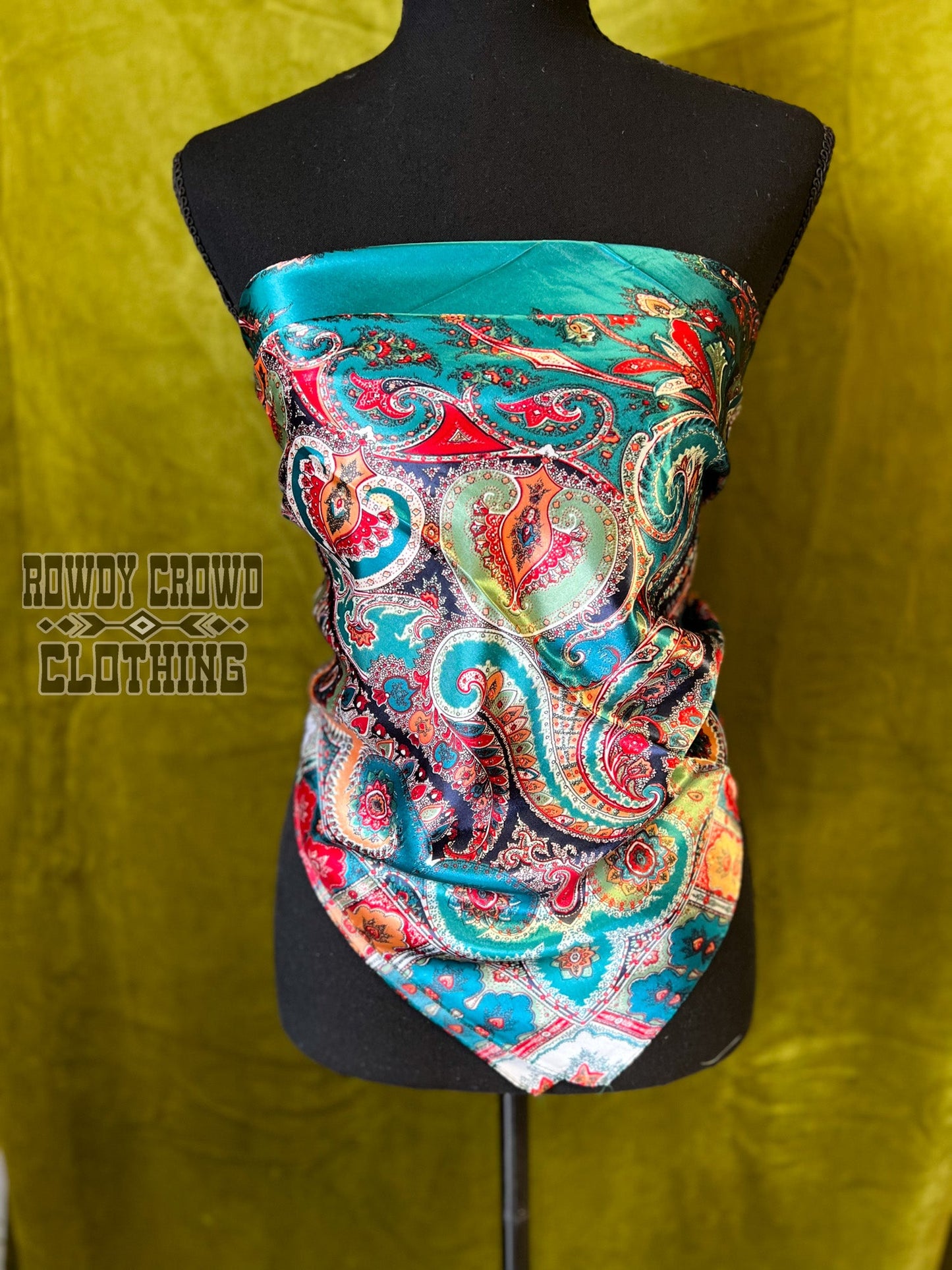 Women's scarf, Western Accessories, Western Apparel, Western Wholesale, western wild rags, cowboy rags, cowboy scarf, Wholesale Accessories, Wholesale Apparel, colorful wild rags, bright wild rags, boho western, paisley print, paisley wild rag