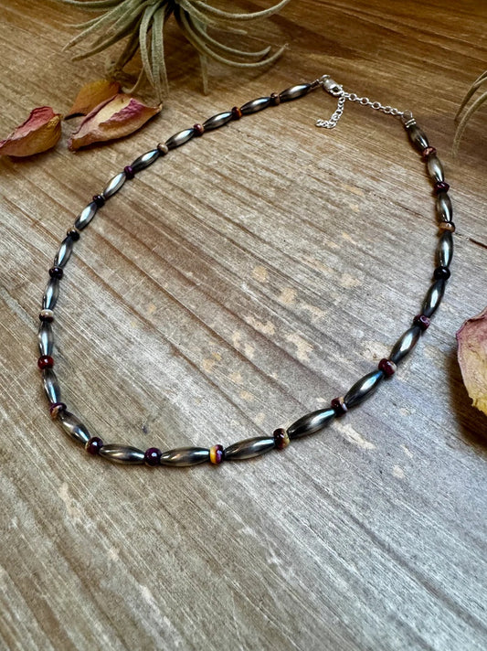 Sterling Silver Torpedo & Purple Spiny Oyster Choker – 14-Inch