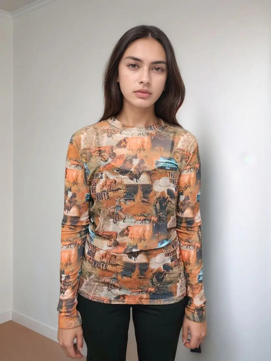 Rustic Cowboys Mesh Top