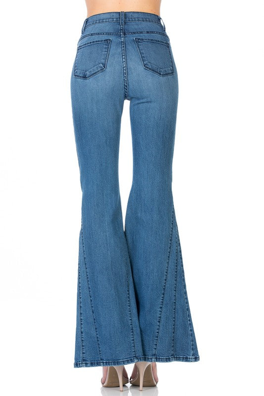 High Waisted Wide Mermaid Flare Denim Jeans