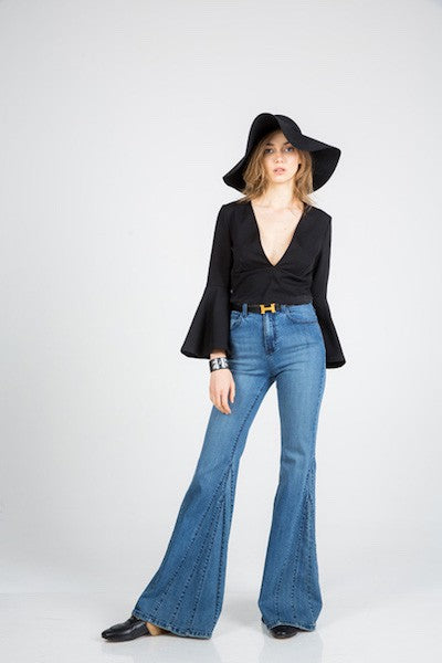 flare jean bell bottom wide leg denim pants