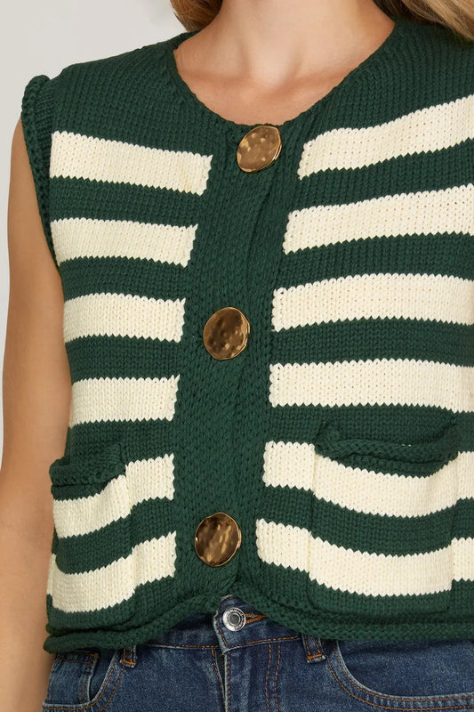SLEEVELESS STRIPED SWEATER VEST