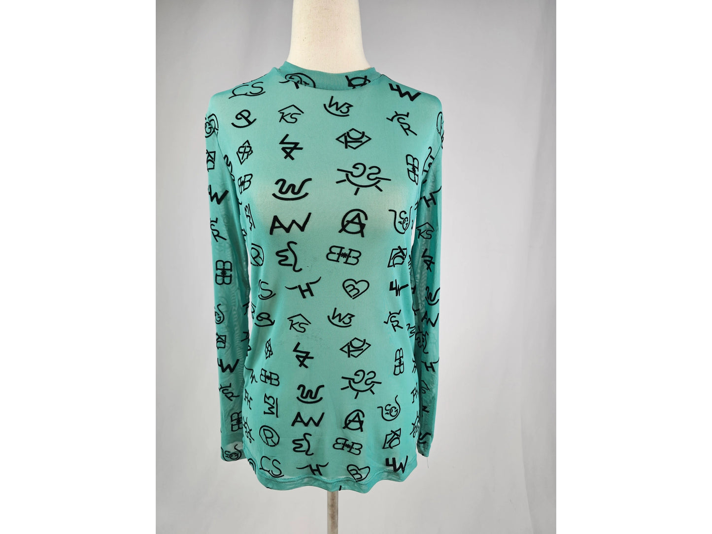 Branded 3D Print Mesh Top - Turquoise