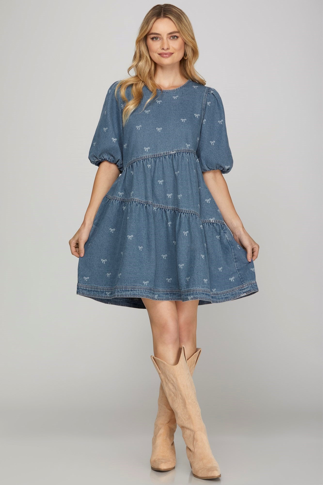 DENIM DRESS WITH POCKETS