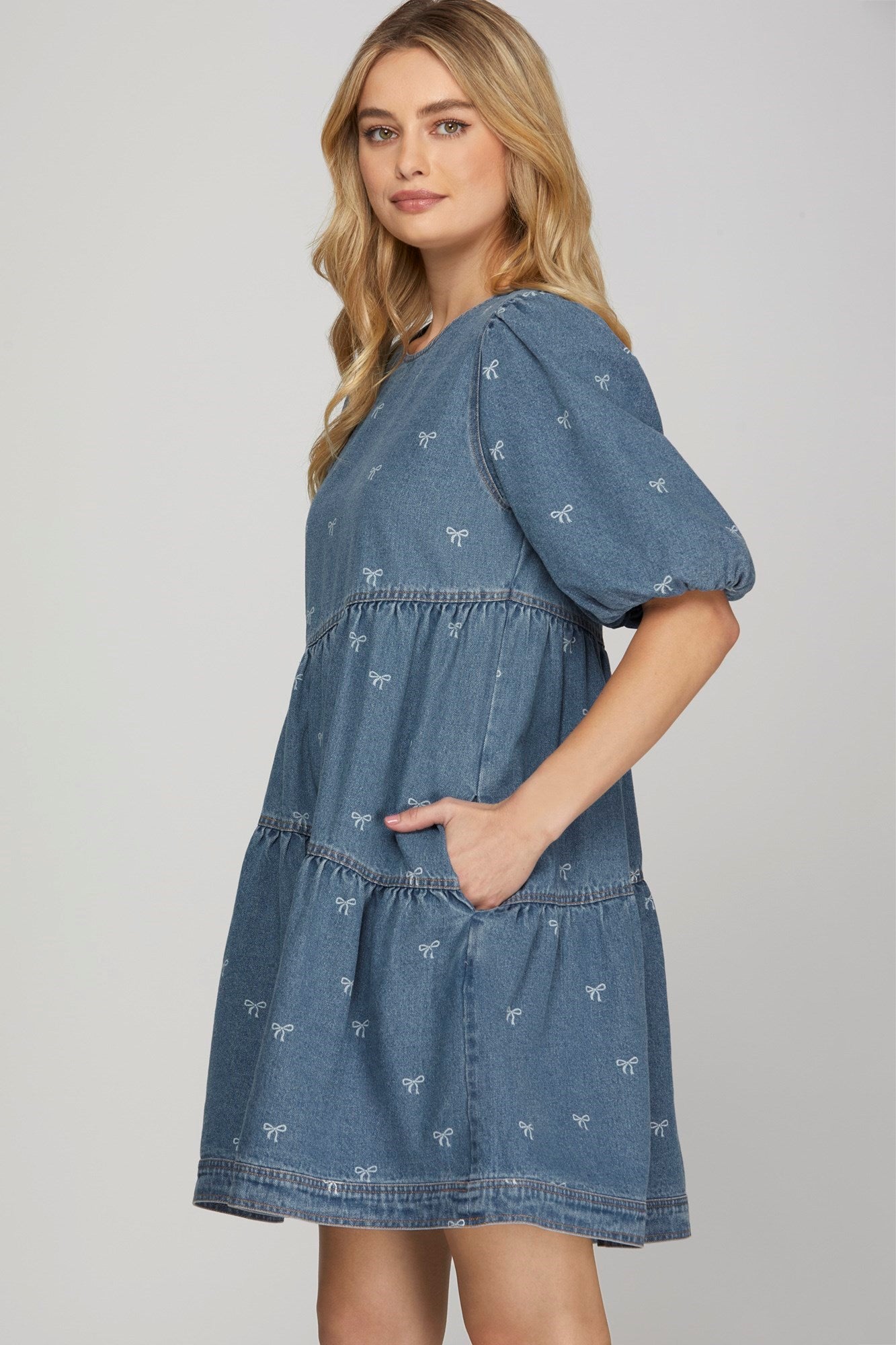 DENIM DRESS WITH POCKETS