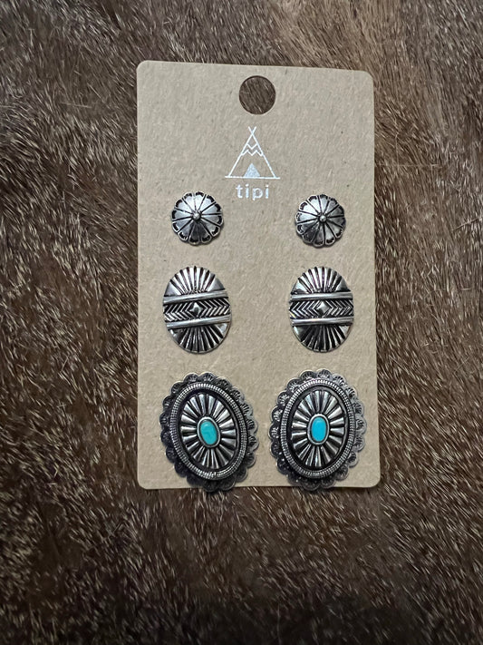 Silver with a Touch of Turquoise Earrings