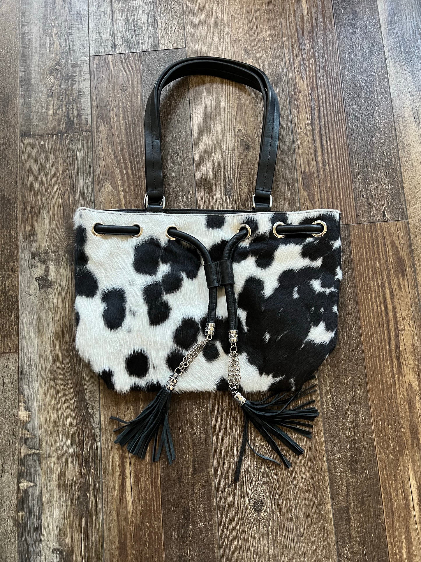 The Black and White Cow Hide Purse